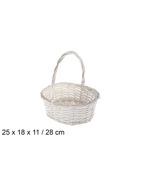 CESTAS MIMBRE OVALADA BLANCA 27X18X11 CM