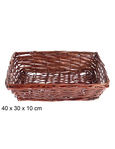 CESTAS MIMBRE RECTANGULAR CAOBA 40X30X10 CM