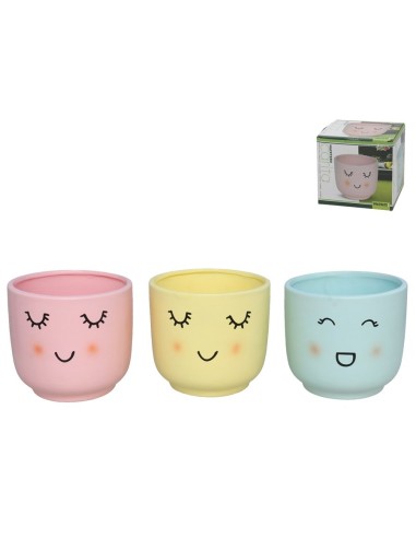 MACETERO CARITA 3 COL SRT CERAMI. 14X13,8X12,7CM