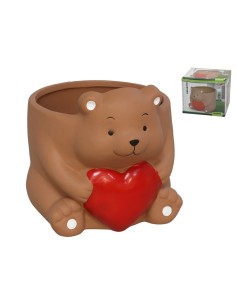 MACETERO OSITO C/CORAZON CERAMI. 12X14,5X12 CM