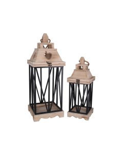 SET 2 PORTAVELAS JARDIN MARRON 23X23X62 CM