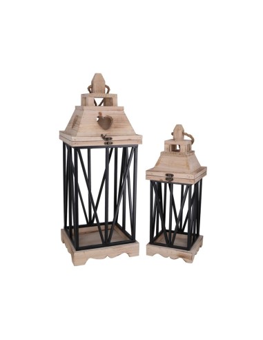 SET 2 PORTAVELAS JARDIN MARRON 23X23X62 CM