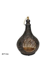 PORTAVELAS VENUS NEGRO/ORO 17X17X27 CM