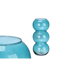 JARRON CRISTAL TRIPLE ESFERA 38CM TURQUESA