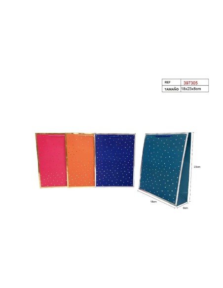 BOLSA DE REGALO 18X23X8CM 4MOD. ESTRELLAS PLATA