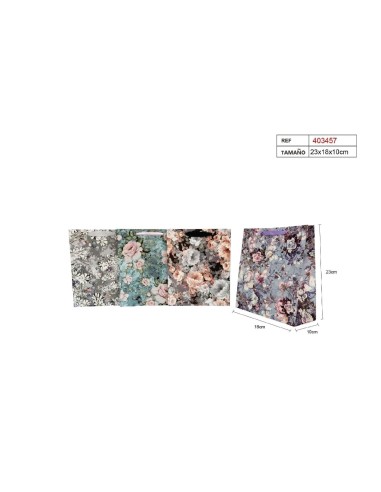 BOLSA DE REGALO 23X18X10CM 4COL FLORAL