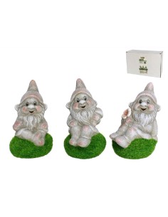 GNOMO SENTADO EN PIEDRA 3SRT 10X8X15,5CM