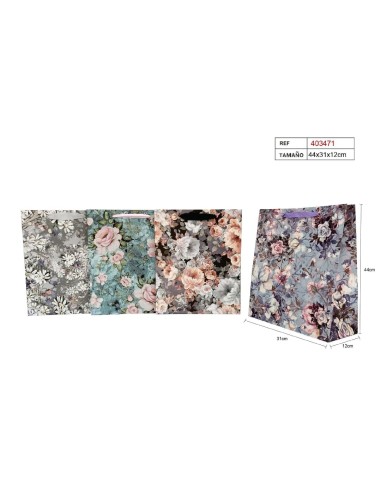 BOLSA DE REGALO 44X31X12CM 4COL FLORAL
