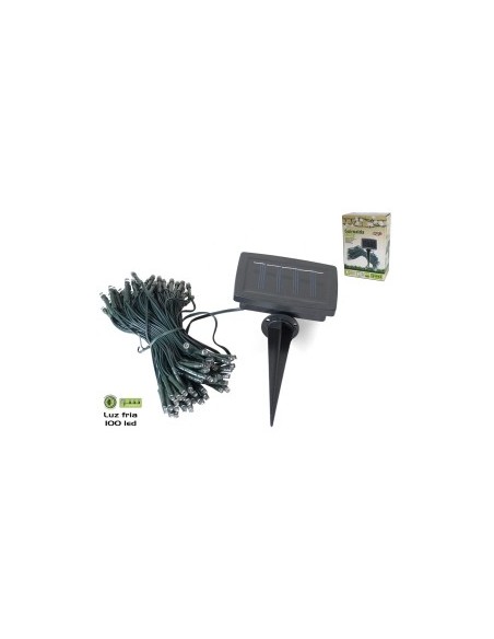 GUIRNALDA SOLAR PLÁSTICO 100 LED FRÍO 2M