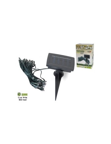 GUIRNALDA SOLAR PLÁSTICO 50 LED FRÍO 2MT