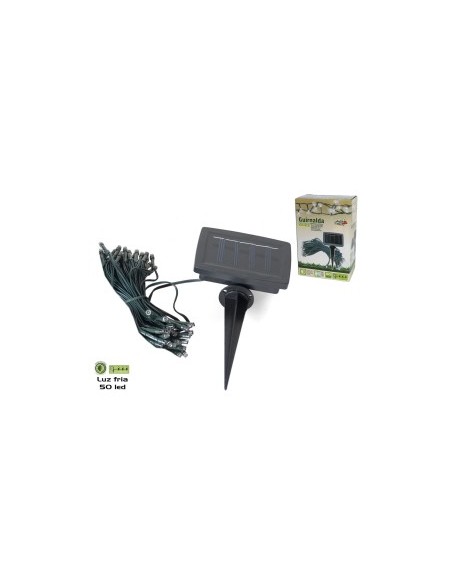 GUIRNALDA SOLAR PLÁSTICO 50 LED FRÍO 2MT