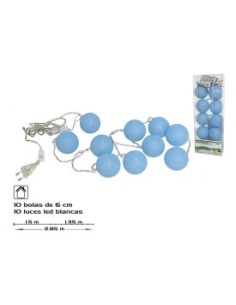 GUIRNALDA 10BOLAS AZULES LED 6CM 1,5+1,3