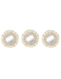 ESPEJO  3 MACRAME FLECOS CRISTAL 20X1X20 BLANCO (ES-212332)