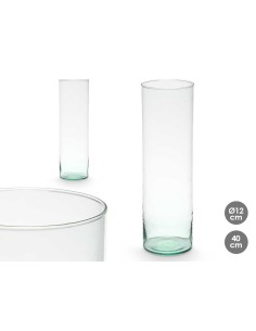 JARRON VIDRIO RECICLADO CILINDRO 12X40CM