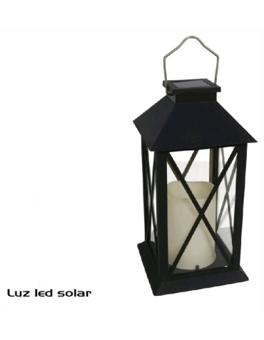 FAROL SOLAR CON VELA LED 14X14X28 CM