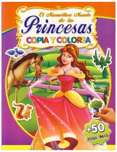 PRINCESAS COPIA Y COLOREA