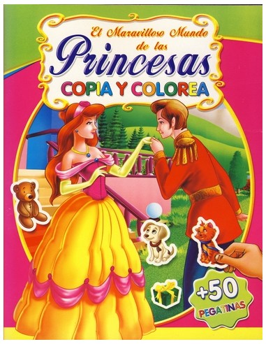 PRINCESAS COPIA Y COLOREA