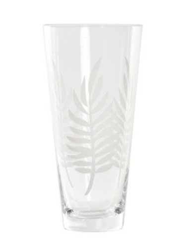 JARRON CRISTAL 10X10X20 HOJAS GRABADO TRANSPARENTE