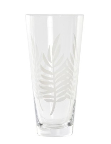 JARRON CRISTAL 10X10X20 HOJAS GRABADO TRANSPARENTE