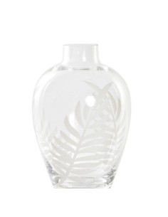 JARRON CRISTAL 10X10X15 HOJAS GRABADO TRANSPARENTE