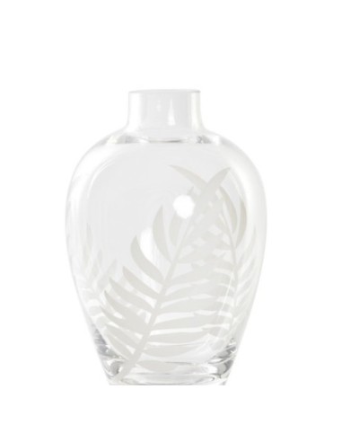 JARRON CRISTAL 10X10X15 HOJAS GRABADO TRANSPARENTE