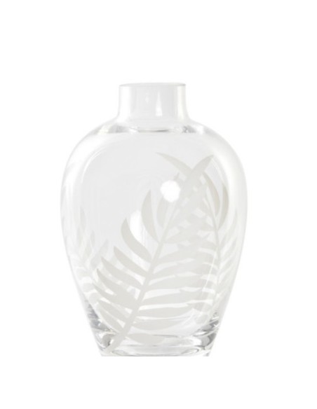JARRON CRISTAL 10X10X15 HOJAS GRABADO TRANSPARENTE