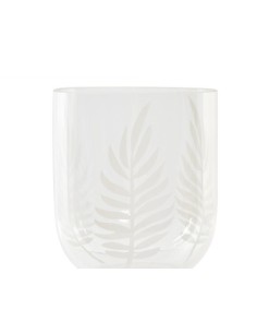 JARRON CRISTAL 12X12X14 HOJAS GRABADO TRANSPARENTE