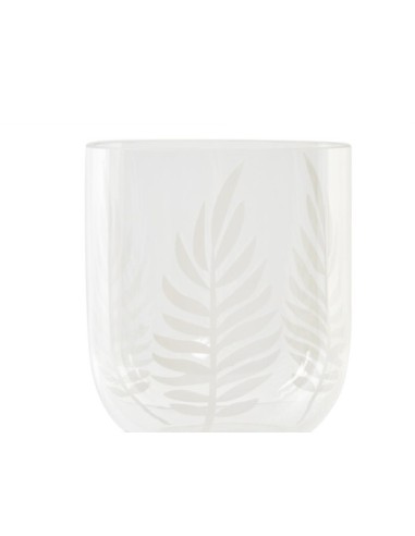JARRON CRISTAL 12X12X14 HOJAS GRABADO TRANSPARENTE