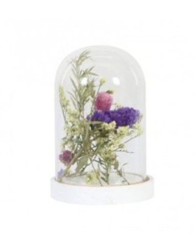 DOME WITH FLOWERS GLASS 10X10X15CM