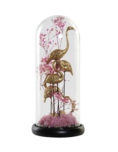 DECORACION RESINA CRISTAL 14X14X32 FLAMENCOS