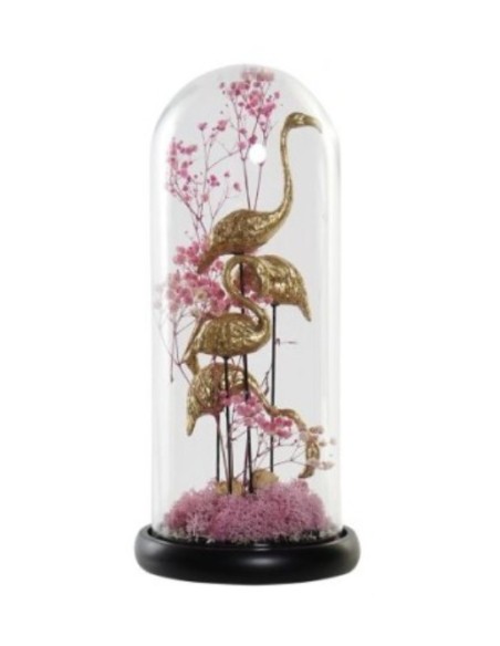 DECORACION RESINA CRISTAL 14X14X32 FLAMENCOS