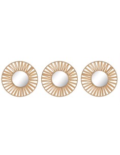 ESPEJO  3 RAFIA CRISTAL 20X2X20 NATURAL (ES-212329)