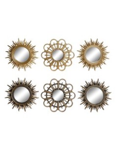 ESPEJO SET 3 PP CRISTA TONOS DORADOS L 25X3X25 2 SURT.