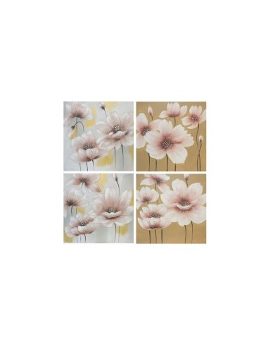 CUADRO 4 SURTIDOS FLORES 100% 80X80X3 CM