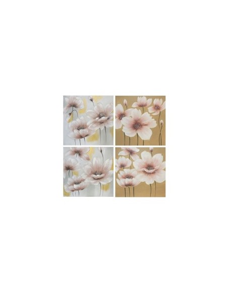 CUADRO 4 SURTIDOS FLORES 100% 80X80X3 CM
