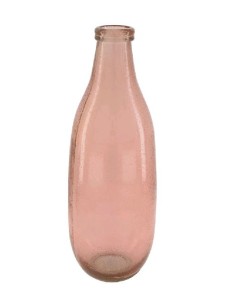 BOTELLA VIDRIO RECICLADO 15x40cm ROSA