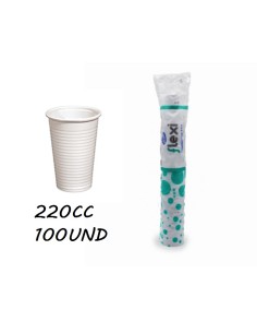 VASO 220 CC REUTILIZABLE BLANCO LOTE DE 100