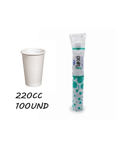 VASO 220 CC REUTILIZABLE BLANCO LOTE DE 100