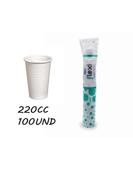 VASO 220 CC REUTILIZABLE BLANCO LOTE DE 100