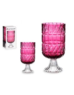 JARRON CRISTAL TALLADO ROSA OSCURO 13X26,5CM