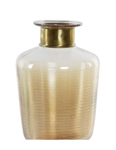 JARRON CRISTAL METAL 17,5X17,5X24 BRILLANTE AMBAR