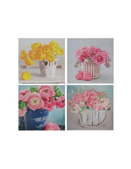 CUADRO CENTRO FLORES 4 SURTIDOS 40X40X1,5 CM