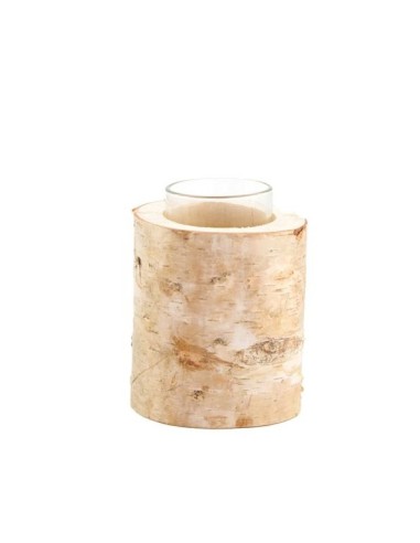 PORTAVELAS MADERA  Ø8,5x12,5cm