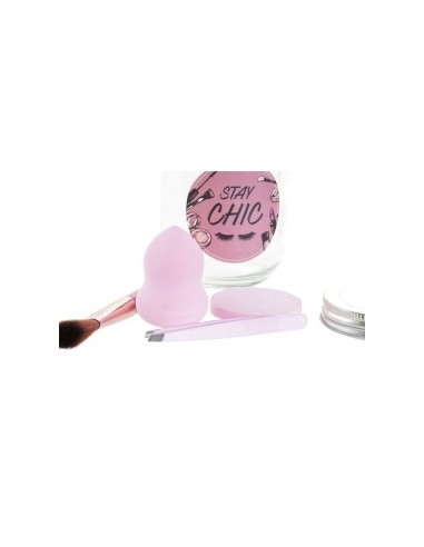 REGALO SET 5 CRISTAL 8X8X13 MAQUILLAJE MULTICOLOR