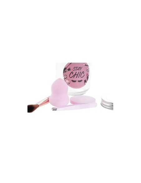 REGALO SET 5 CRISTAL 8X8X13 MAQUILLAJE MULTICOLOR