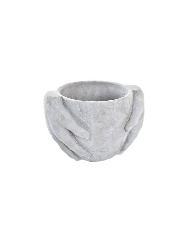 MACETERO CEMENTO 20X15X14 MANOS GRIS