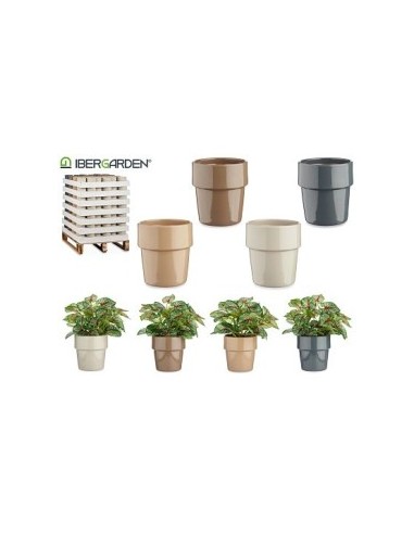 MACETA CERAMICA CONICA APILABLE SURT 4 COL NEUTROS