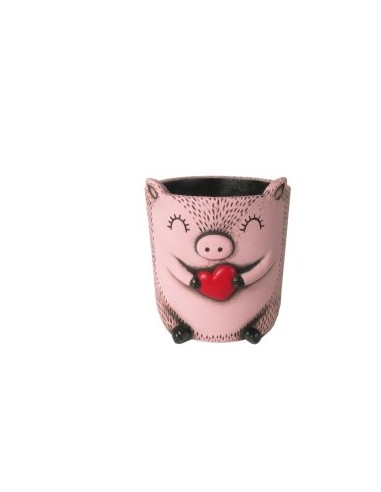 MACETERO CERDO CORAZON M 14x13,7x14,9 cm.