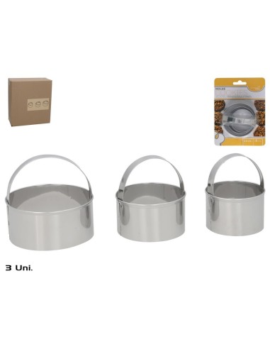 MOLDE X3 PARA COOKIES 5-6-7,5 CM ACERO