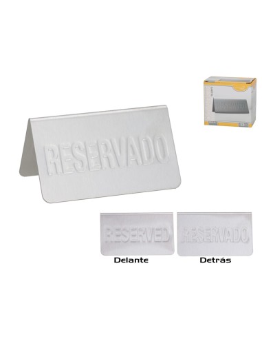 CARTEL METALICO RESERVADO 10X6X5,4 CM